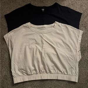 DSG SET OF 2 BLACK & TAN SHORT SLEEVE CROPPED T- SHIRTS SIZE 2XL